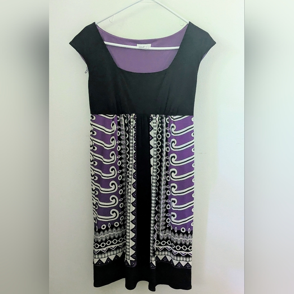 London Times Black and Purple Maxi Dress